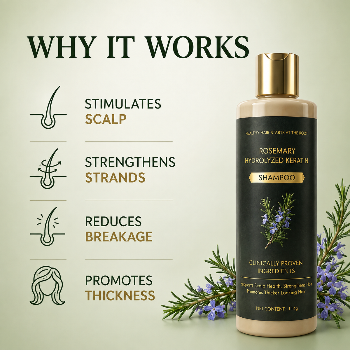 Wonder Cart Rosemary Hair Growth Shampoo – Rosemary + Keratin | Strengthens Hair & Supports Growth | Buy 1 Get 1 FREE
