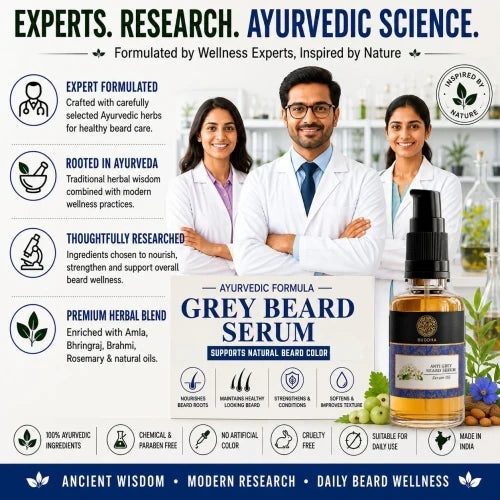 Anti Grey Beard Serum Oil - 100% Ayush Certified - For Premature Greying and Restore Natural Beard Color