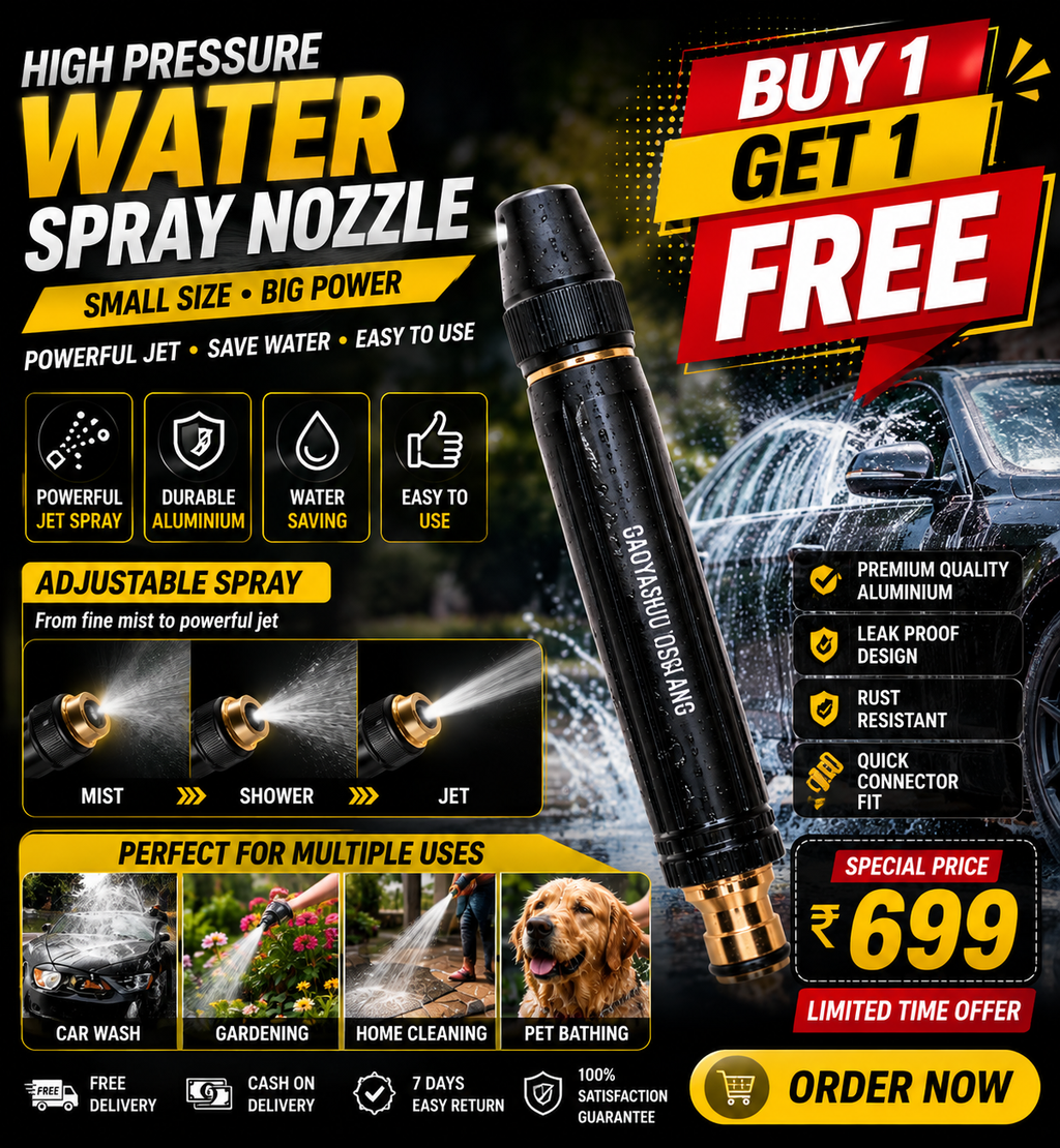 Wonder Cart High Pressure Brass Water Spray Nozzle | Car Wash, Gardening & Home Cleaning | Buy 1 Get 1 FREE