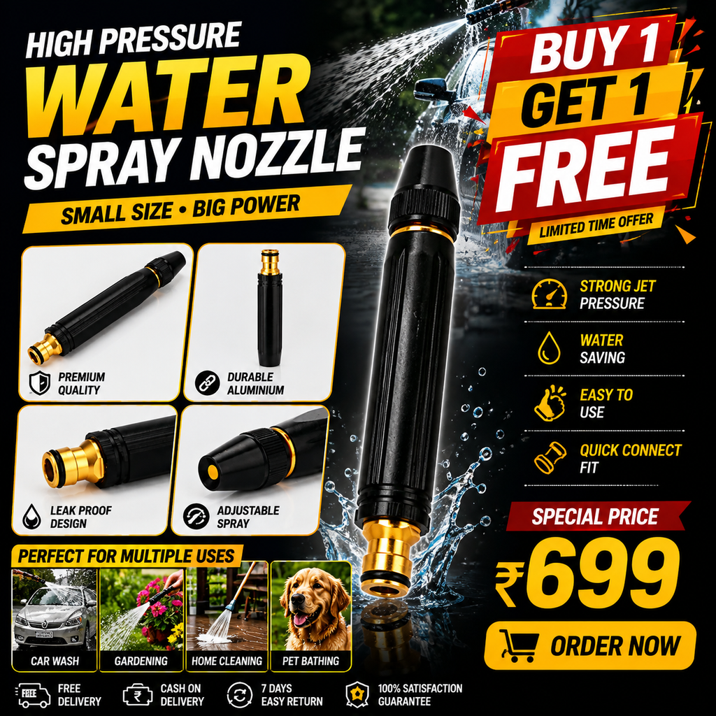 Wonder Cart High Pressure Brass Water Spray Nozzle | Car Wash, Gardening & Home Cleaning | Buy 1 Get 1 FREE