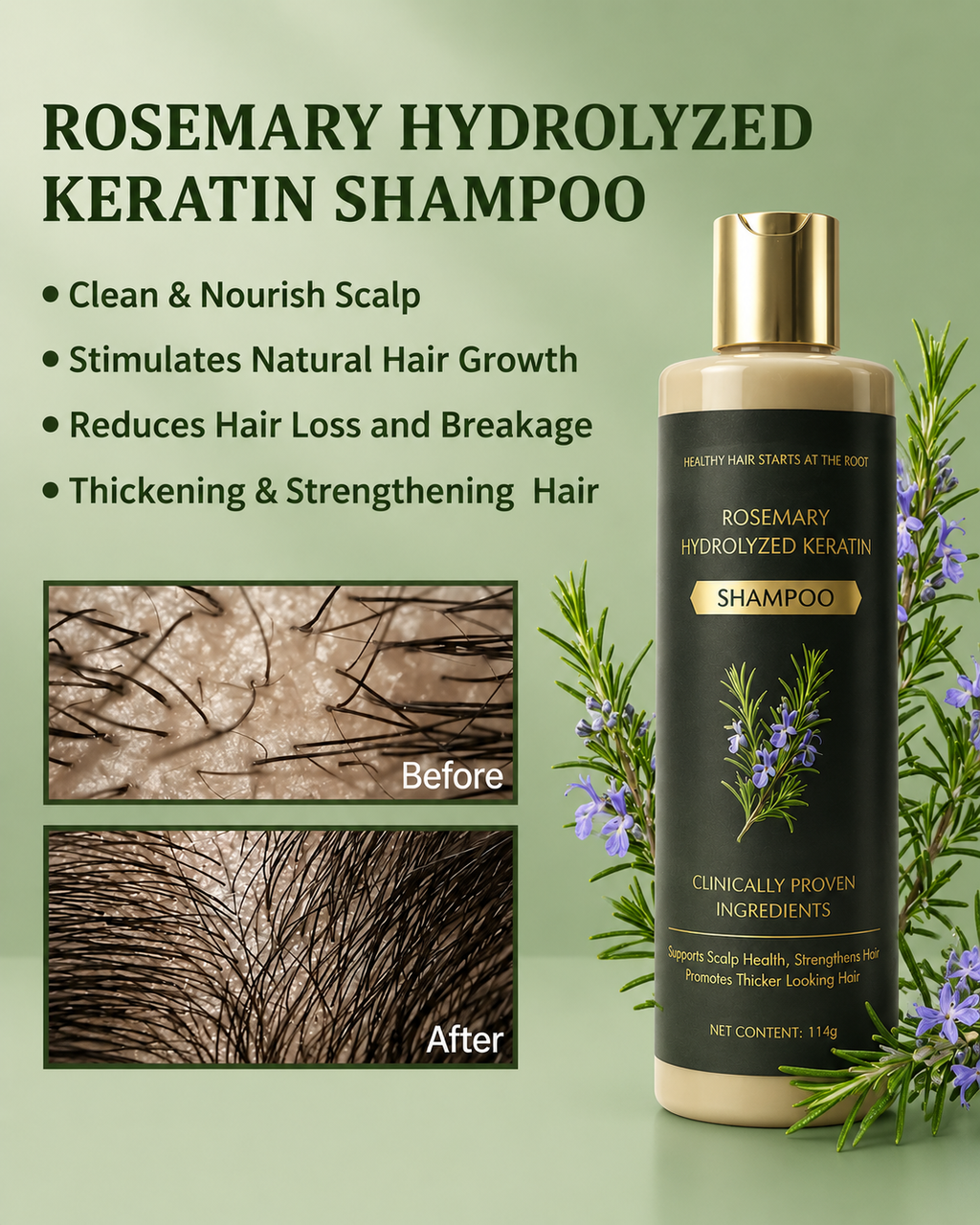 Wonder Cart Rosemary Hair Growth Shampoo – Rosemary + Keratin | Strengthens Hair & Supports Growth | Buy 1 Get 1 FREE