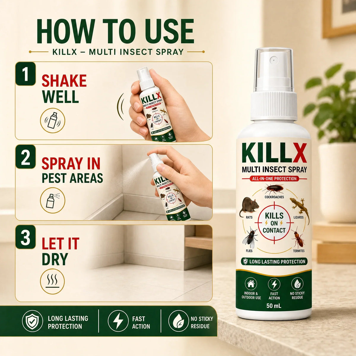 🚨 BUY 1 GET 2 FREE – KILLX Multi-Insect Spray | Powerful Pest Control for Home | Fast & Easy Pest Protection | Wonder Cart